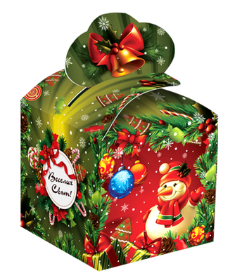 Новогодняя упаковка "Праздничный куб" 400 г 23-28-С фото